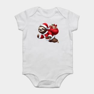 Festive Sloth Santa Christmas Xmas Holiday Funny Baby Bodysuit